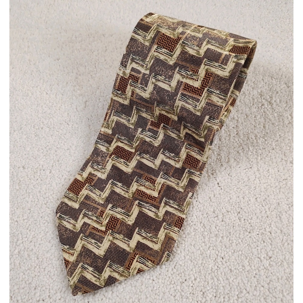 VTG Ermenegildo‎ Zegna Silk Neck Tie Geometric 3 3/4x 57 Made In Italy EUC